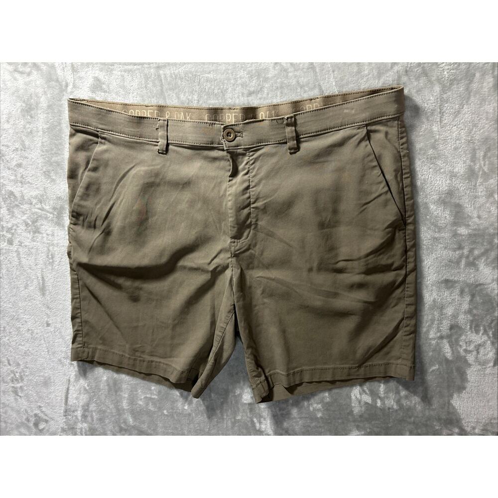 Copper Oak Shorts Mens 40 Chino Flat Front Side Pocket Stretch Beige Golf Gorp